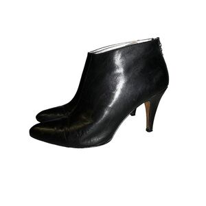 Daniblack Zip Back Leather Ankle Boots Size 9.5 Black